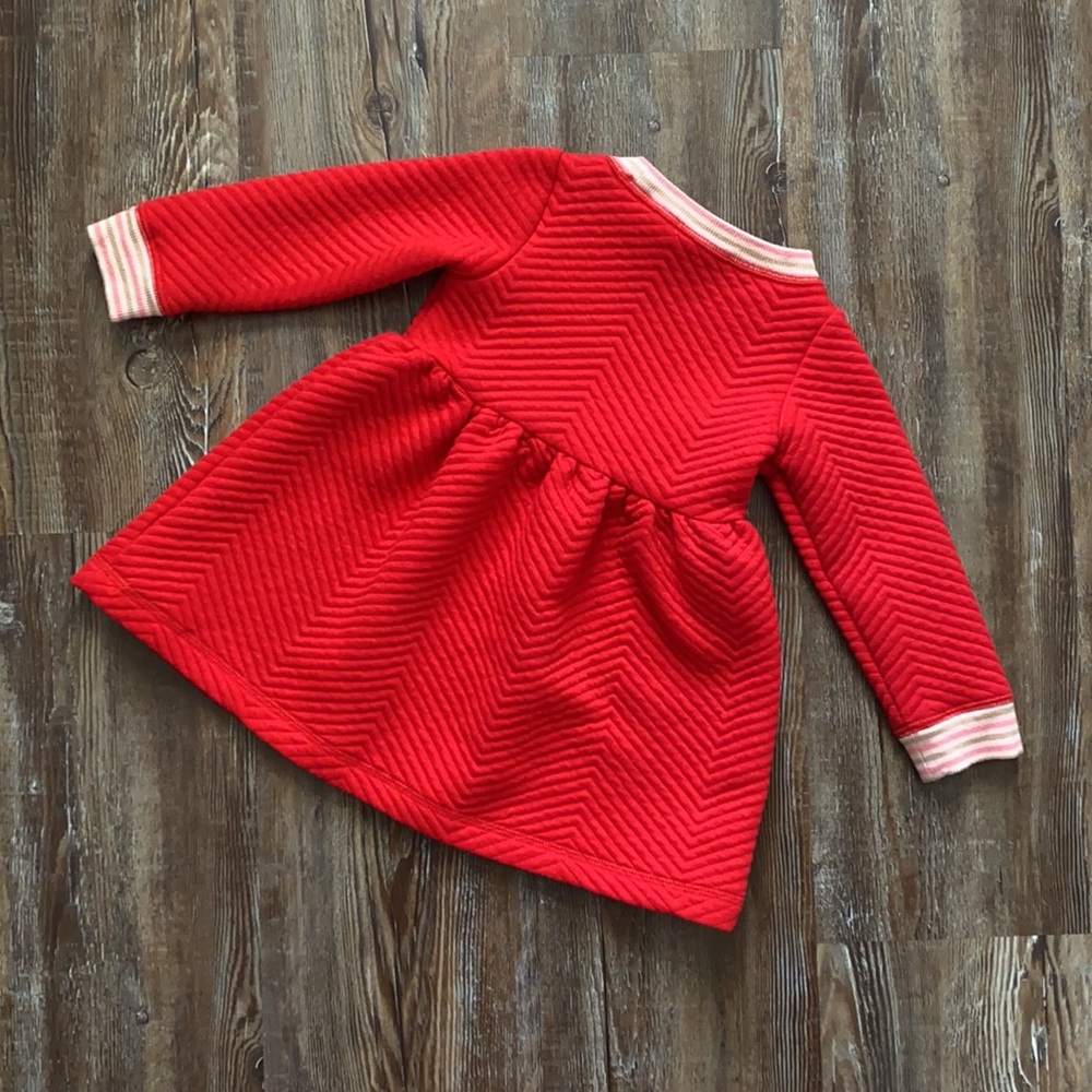 First Impressions Red Chevron Textured Long Sleeve Dress - Picture 3 of 3